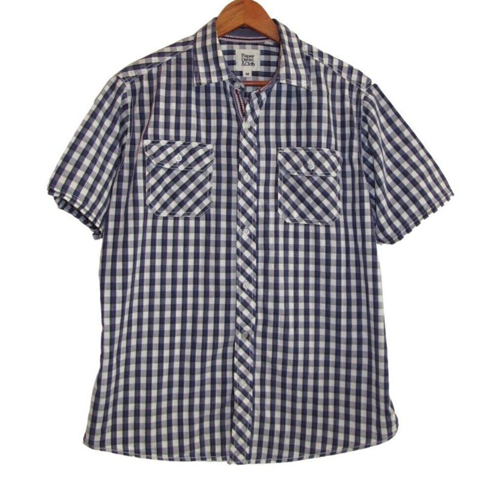 Paper Denim & Cloth Blue & White Check Short Sleeve Button Up Shirt M